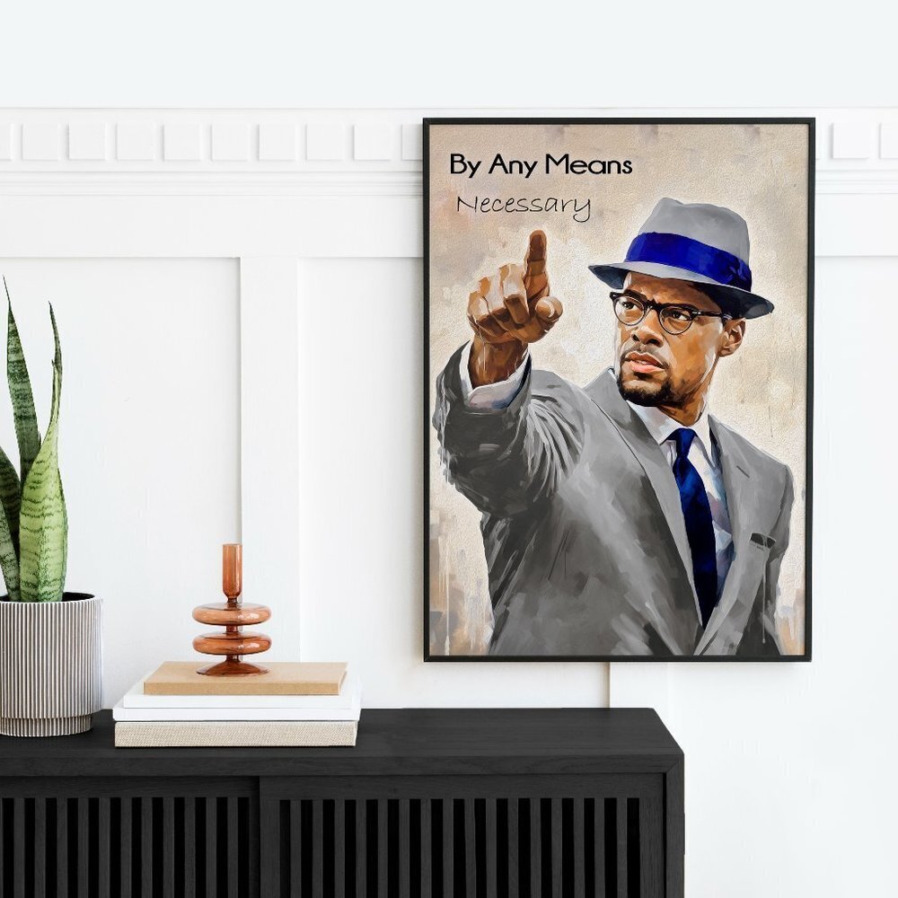 16x20 Malcolm X‎ By Any Means Necessary Watercolor Oil Painting Wall Art Poster